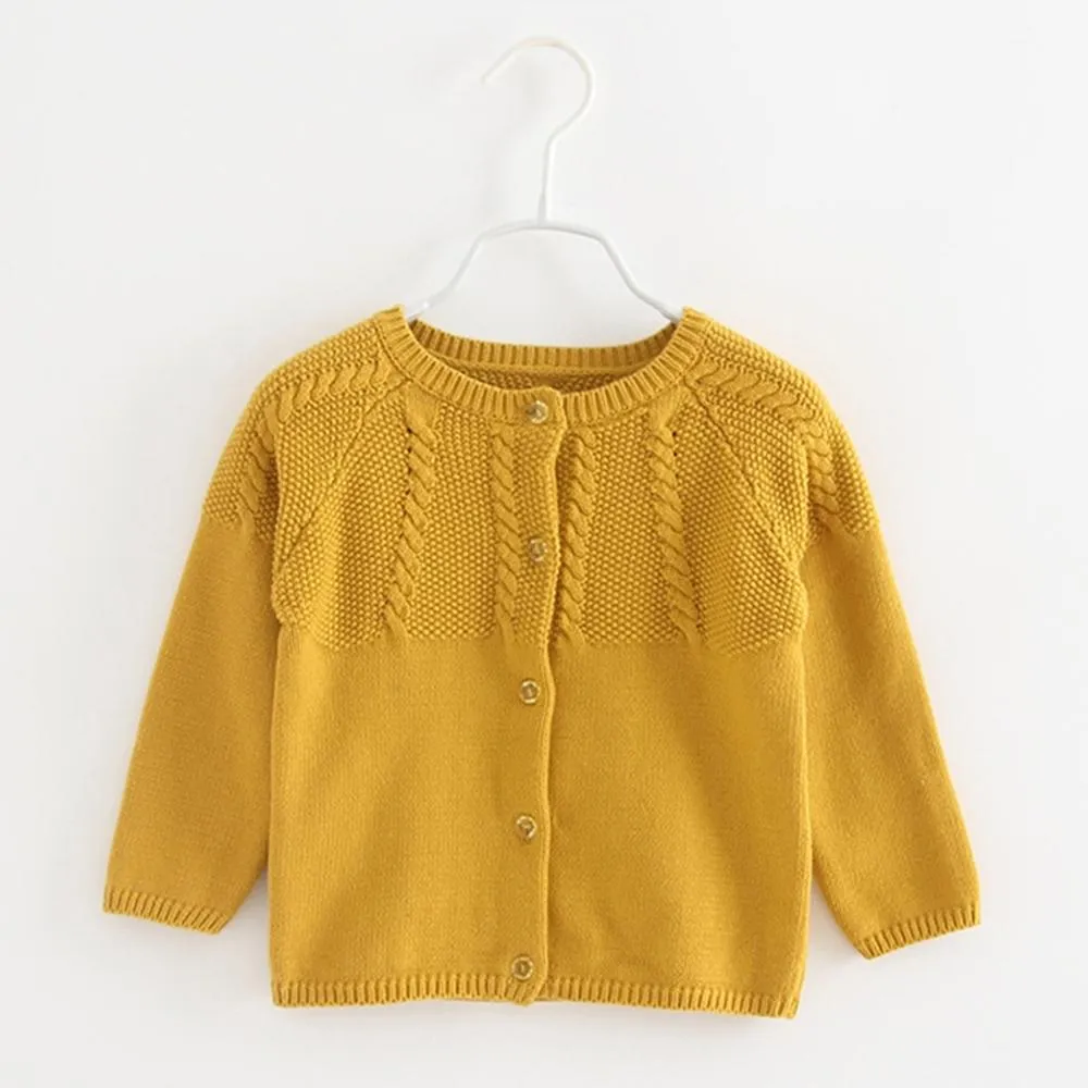 Girls Solid Long Sleeve Casual Sweaters
