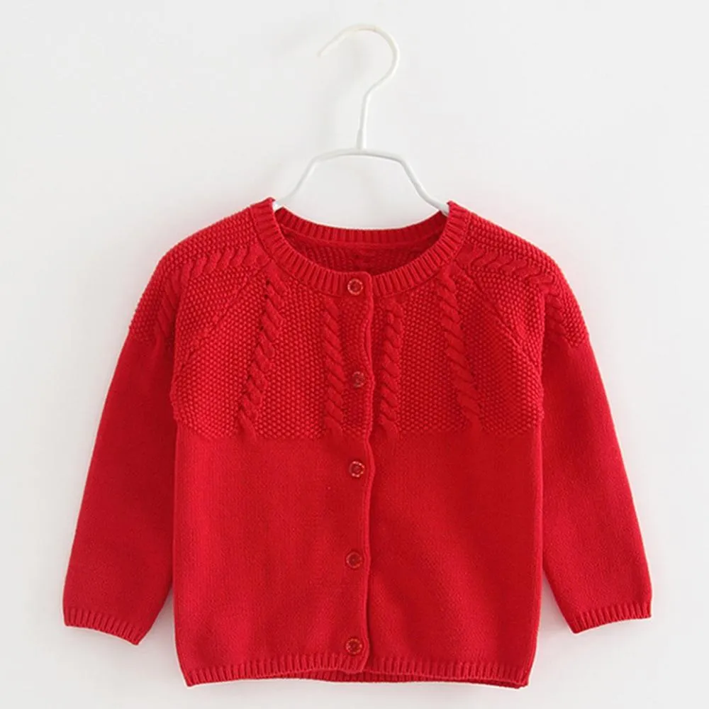 Girls Solid Long Sleeve Casual Sweaters