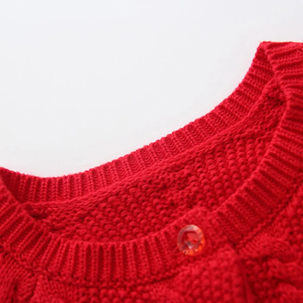 Girls Solid Long Sleeve Casual Sweaters