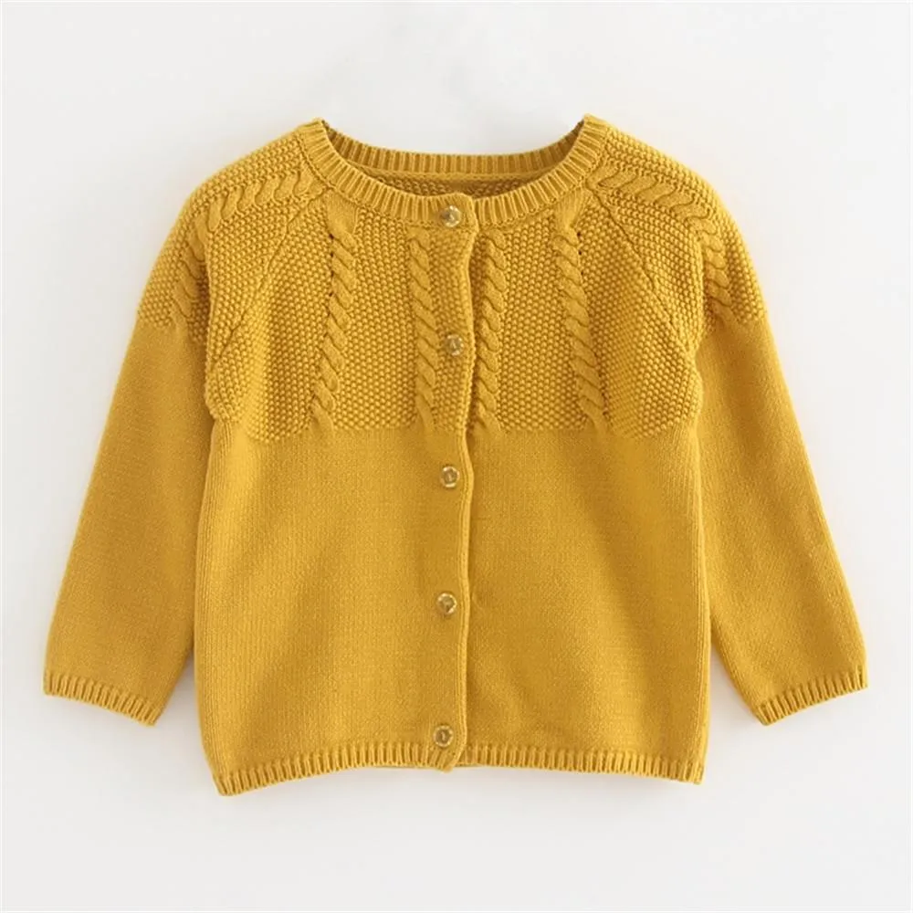 Girls Solid Long Sleeve Casual Sweaters