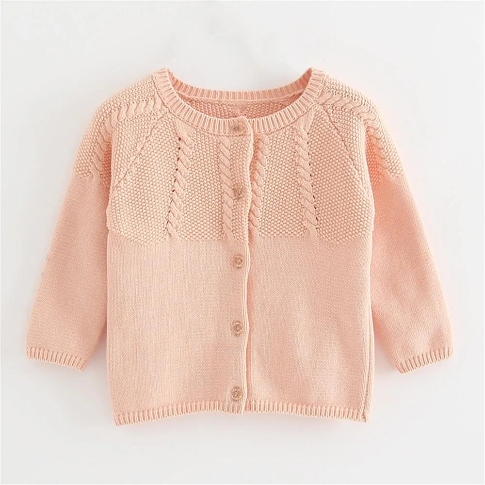 Girls Solid Long Sleeve Casual Sweaters