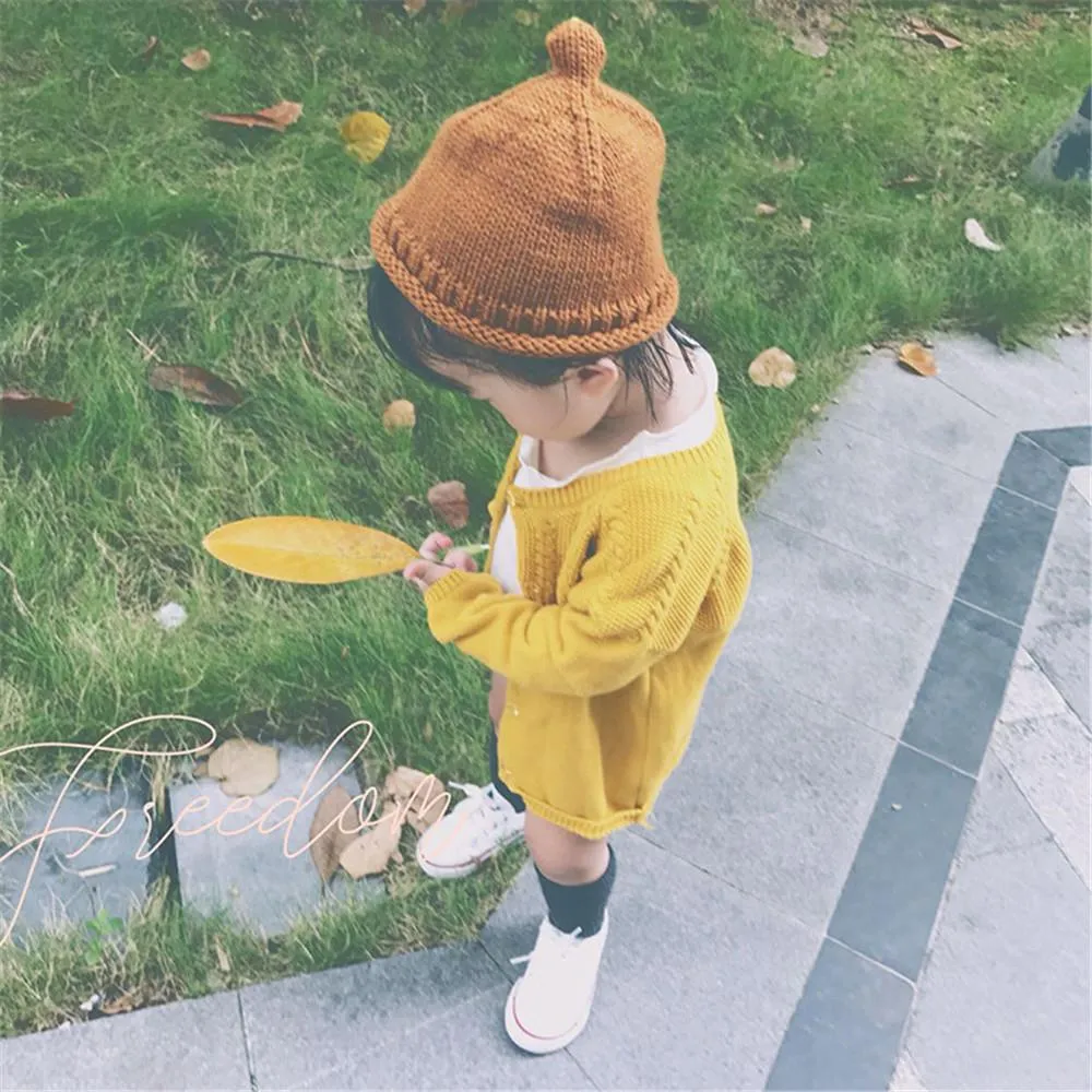 Girls Solid Long Sleeve Casual Sweaters