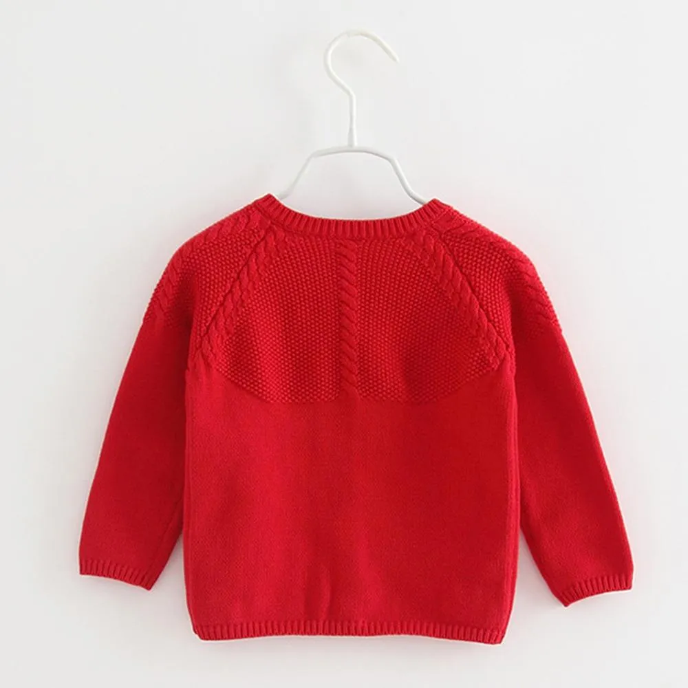 Girls Solid Long Sleeve Casual Sweaters