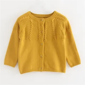 Girls Solid Long Sleeve Casual Sweaters