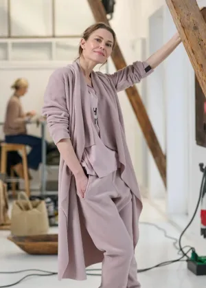 Henriette | Cozy Long Fleece Cardigan | Dusty Rose