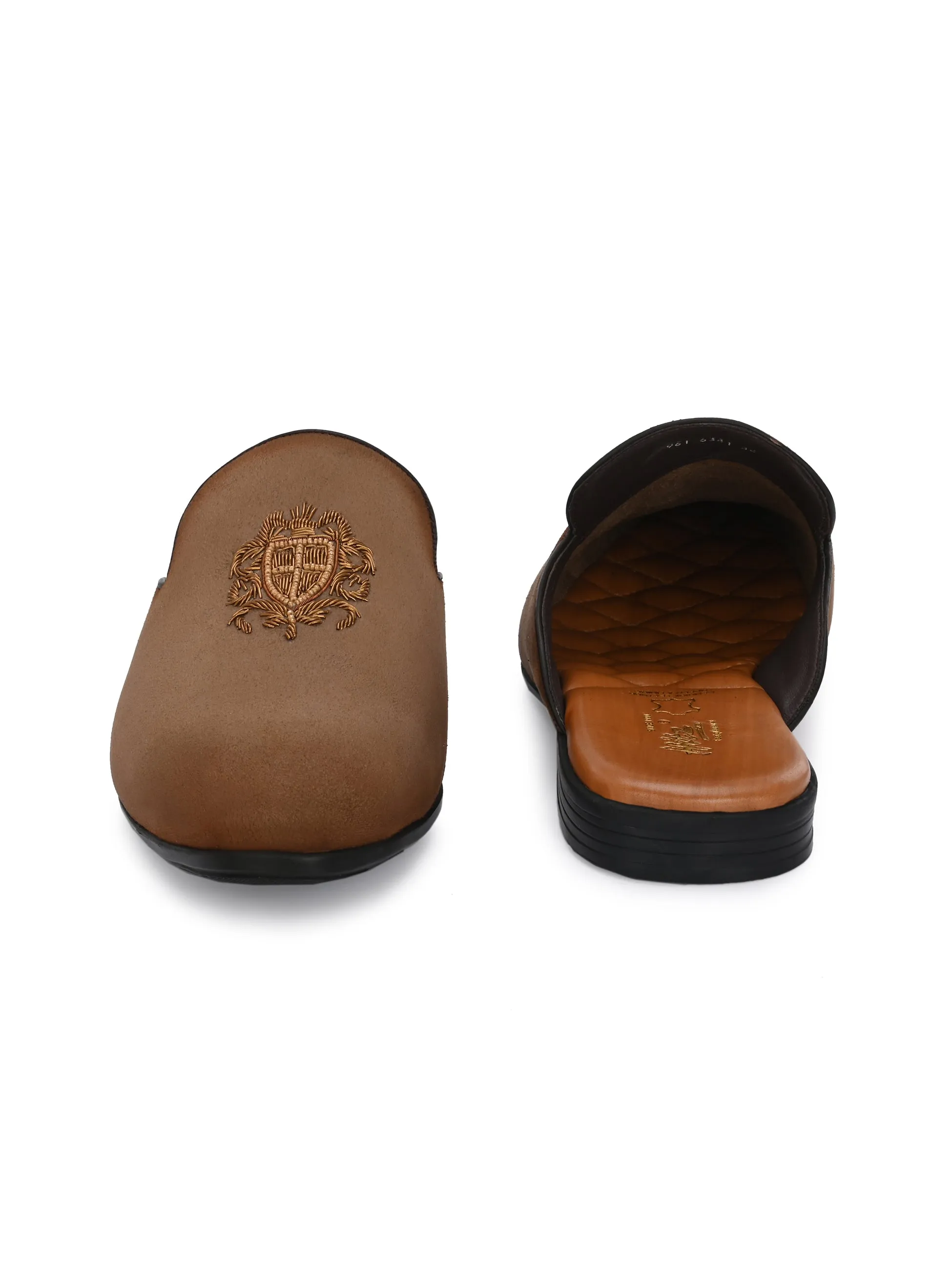 HITZ6341-Men's Tan Velvet Mule Shoes