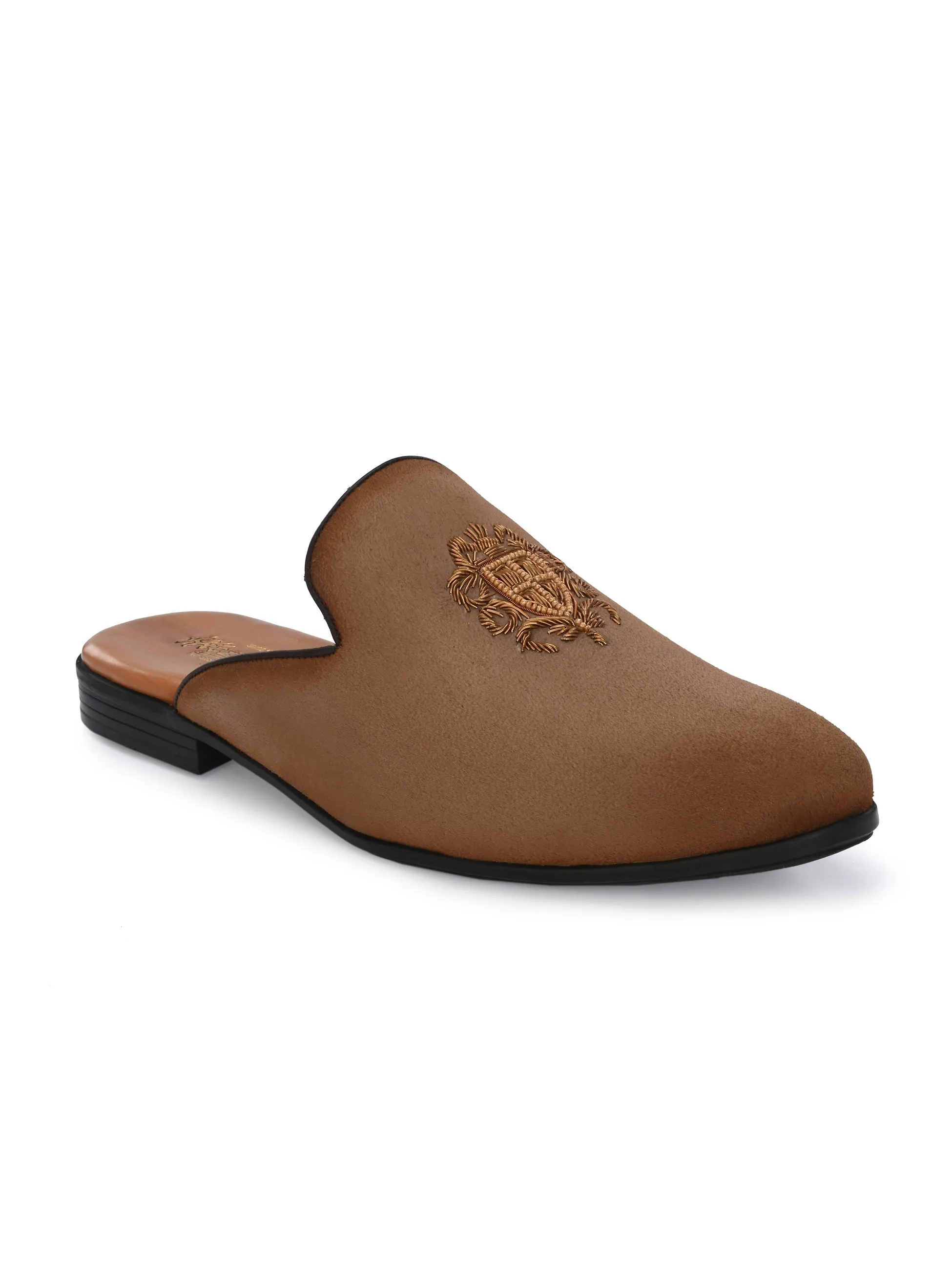 HITZ6341-Men's Tan Velvet Mule Shoes