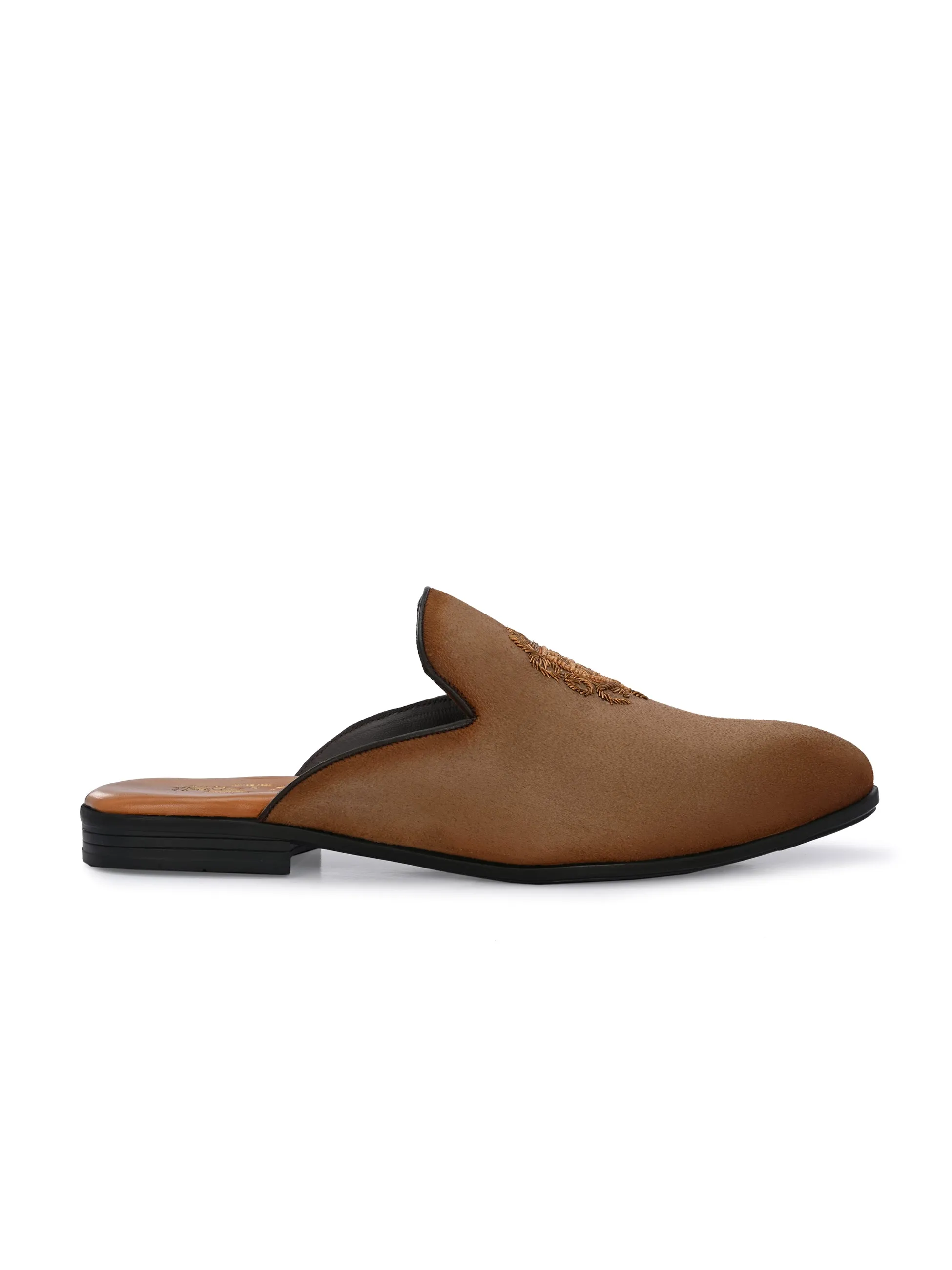 HITZ6341-Men's Tan Velvet Mule Shoes