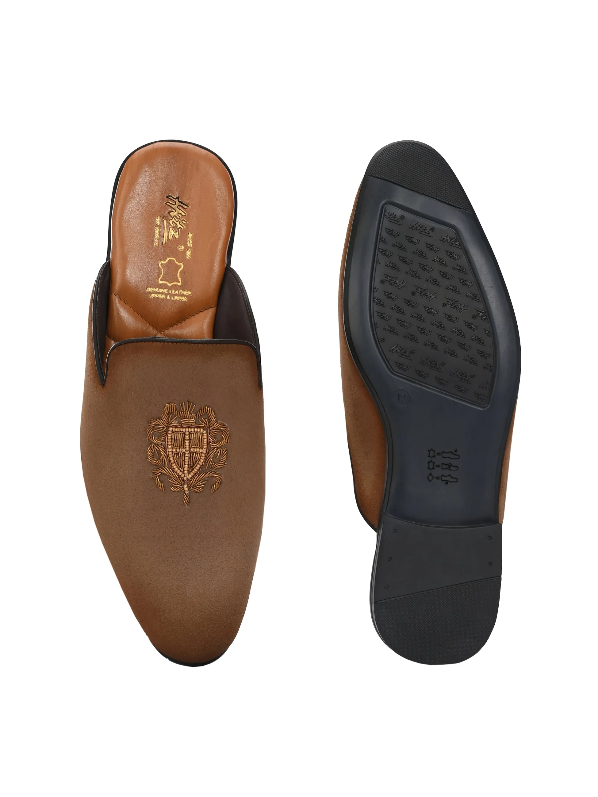 HITZ6341-Men's Tan Velvet Mule Shoes