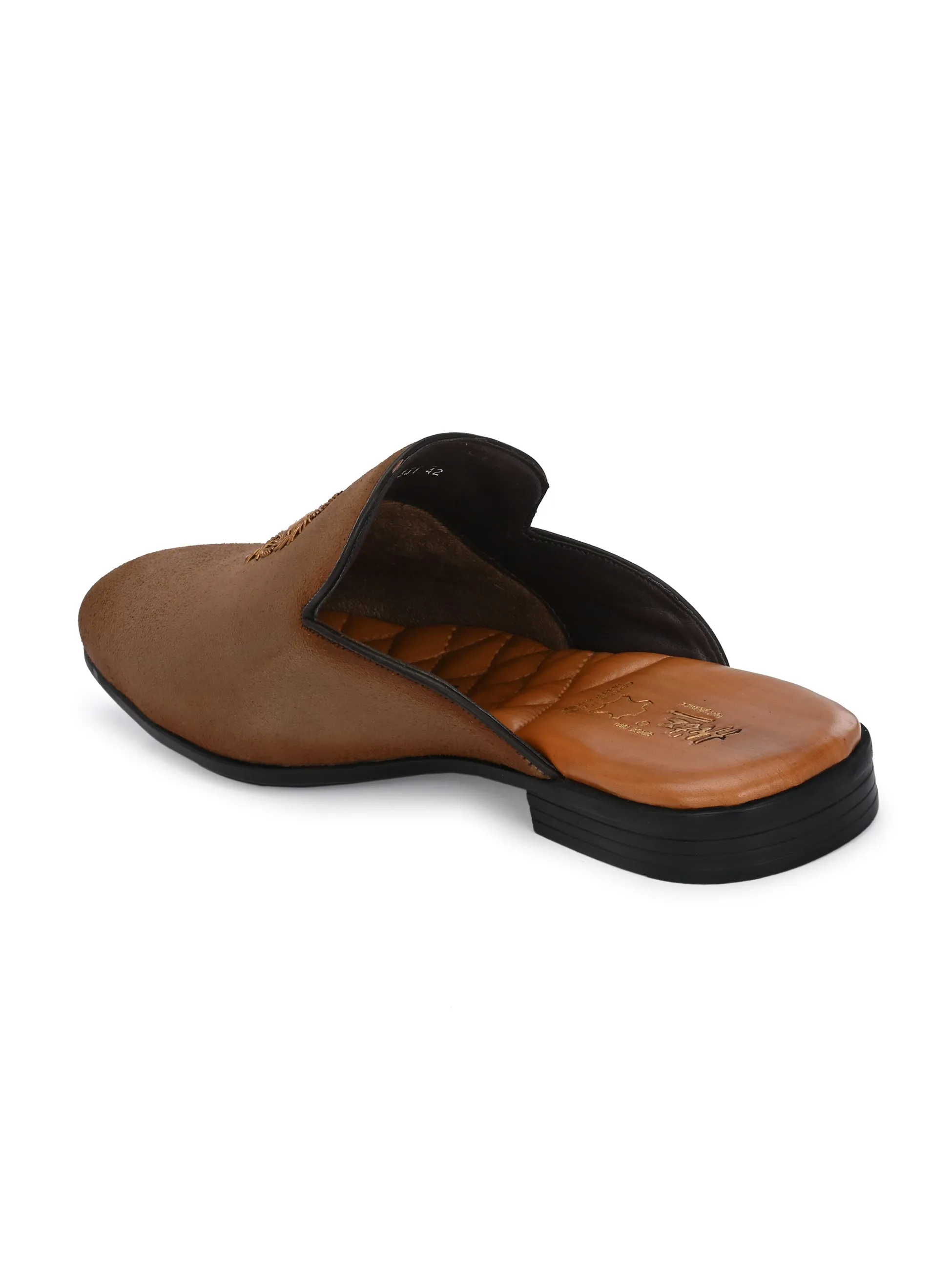 HITZ6341-Men's Tan Velvet Mule Shoes