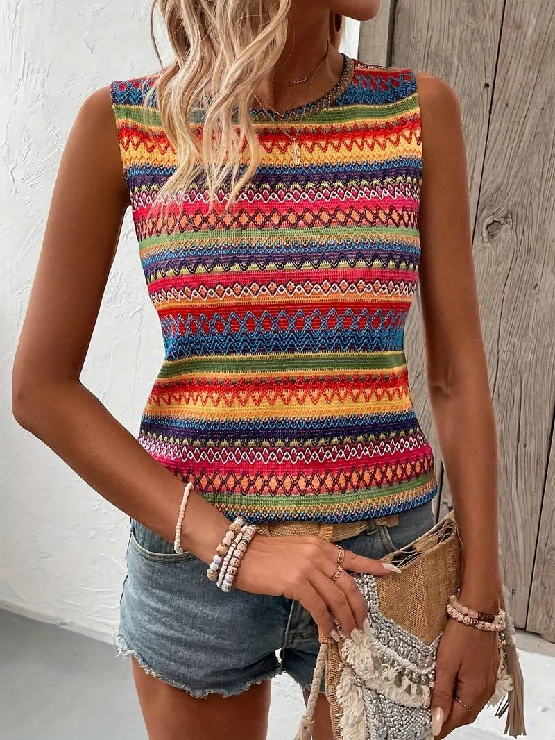 Ivyshape | Colorful Striped Tank Top