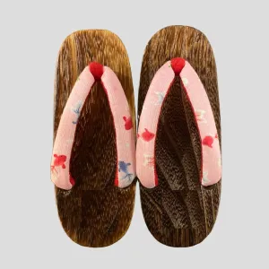 Kid's Wooden Geta Sandals - Pink koi fish