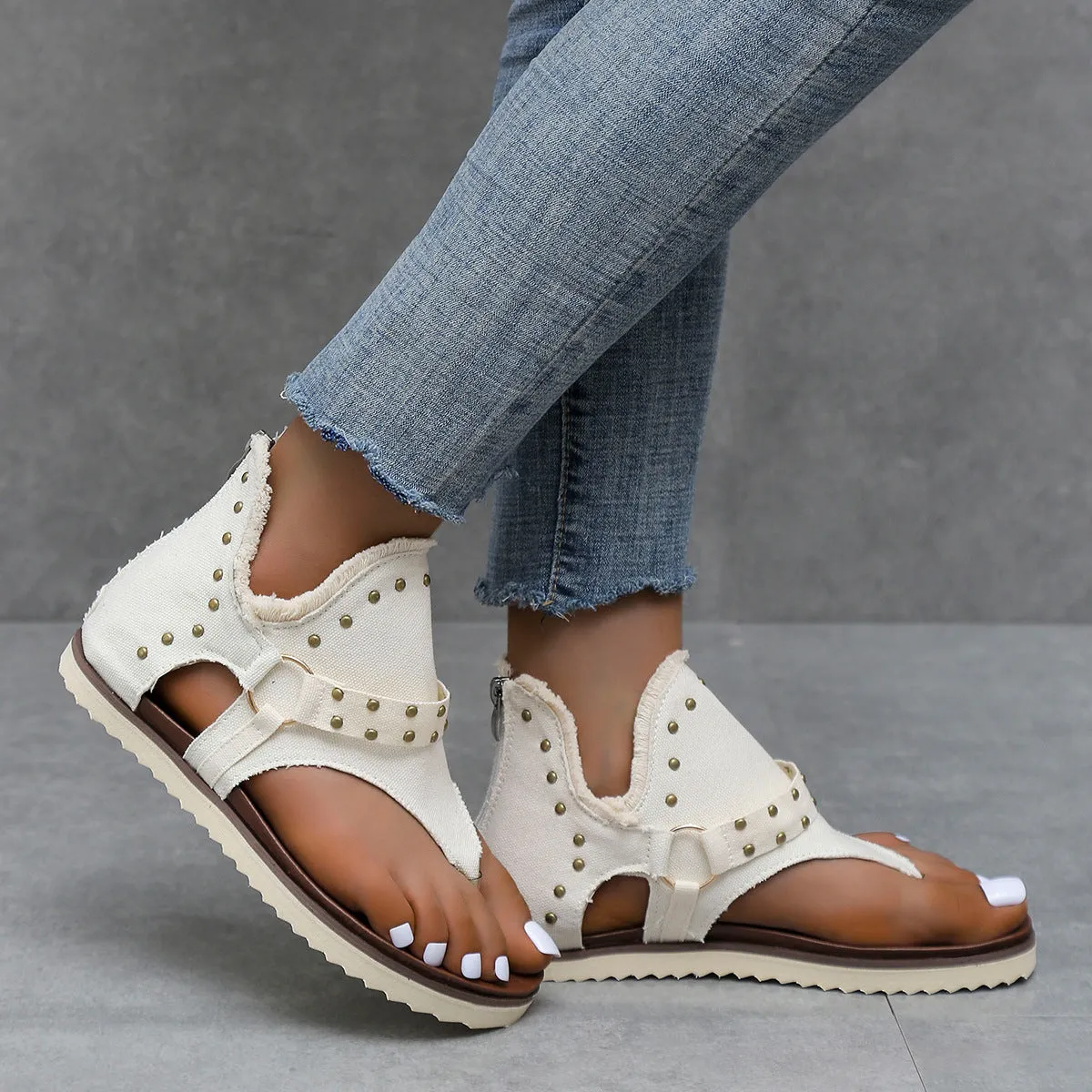 Ladies Fashion Denim Flat Sandals