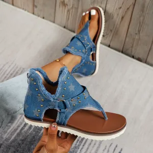 Ladies Fashion Denim Flat Sandals