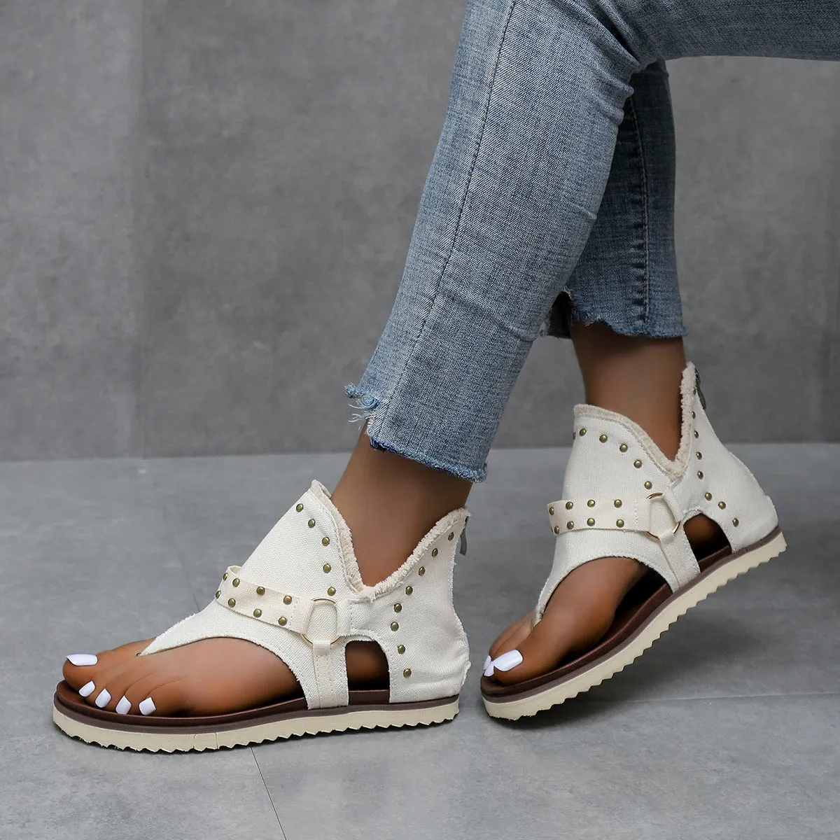 Ladies Fashion Denim Flat Sandals