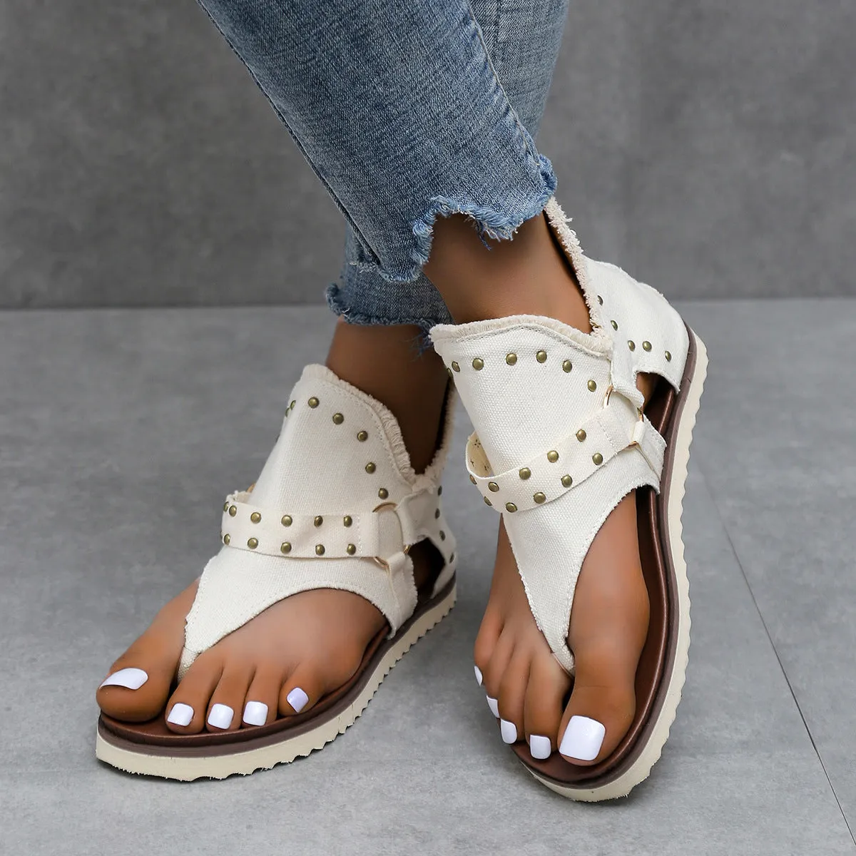 Ladies Fashion Denim Flat Sandals