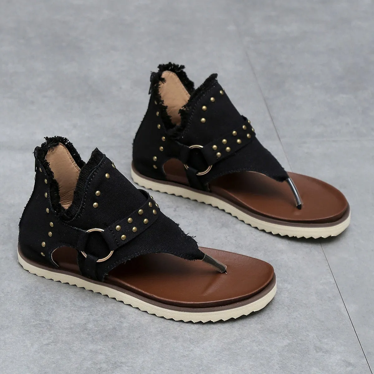 Ladies Fashion Denim Flat Sandals