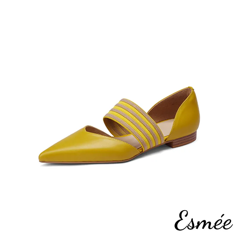 Leather D'Orsay Shoes with Thick Ribbon Straps