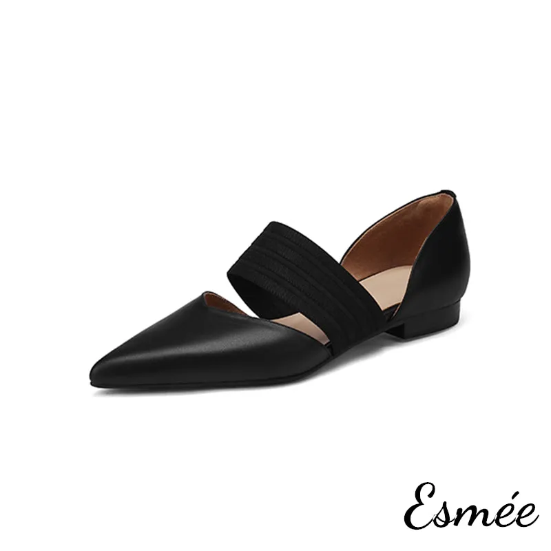 Leather D'Orsay Shoes with Thick Ribbon Straps