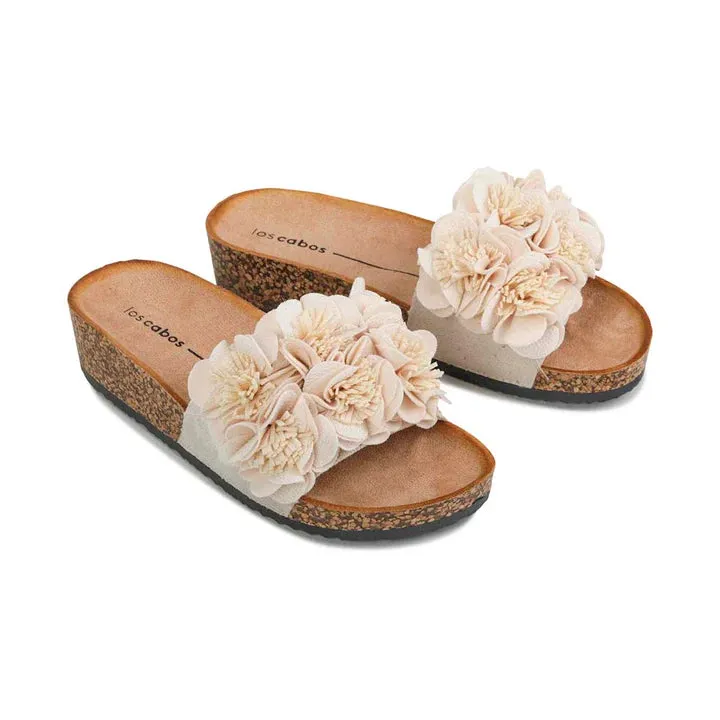 Los Cabos Corsage S24 Black PU Slides - Natural