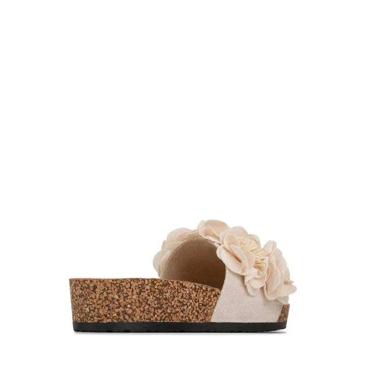 Los Cabos Corsage S24 Black PU Slides - Natural