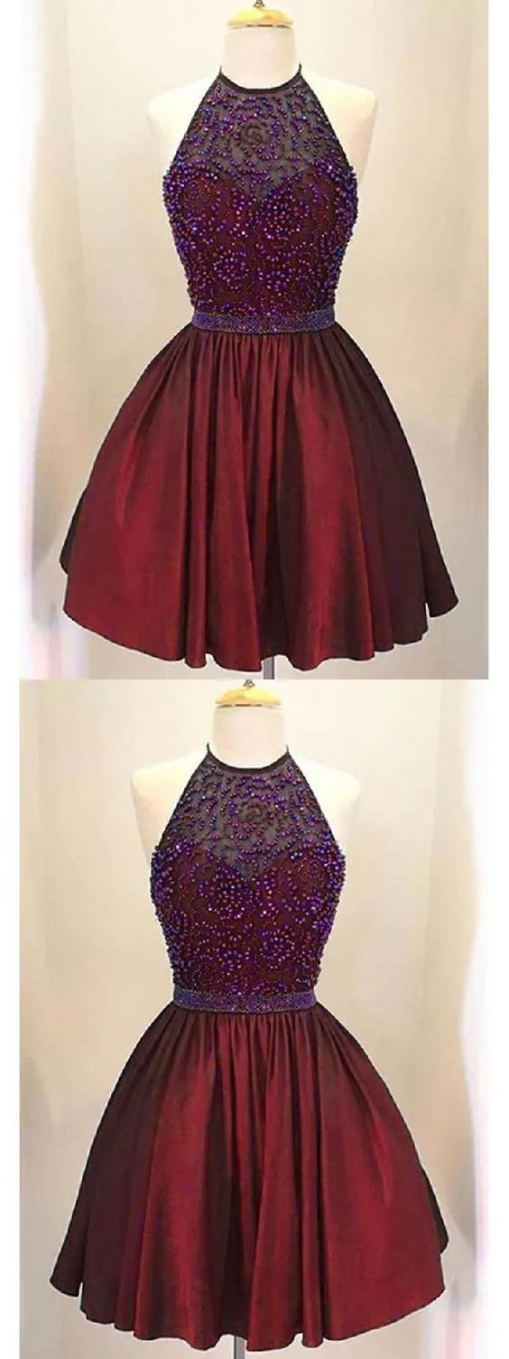 Luxurious Backless Beaded Homecoming Dresses Royal Blue Tess Halter HH110