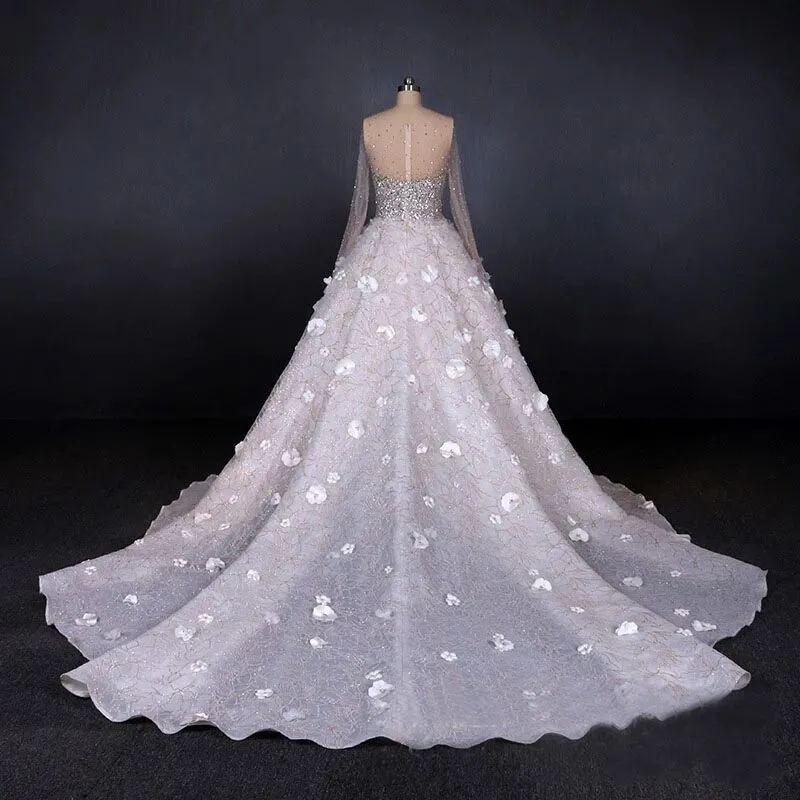 Luxurious Long Sleeves Flowers Ball Gown Wedding Dress, Bridal Dresses PFW0417