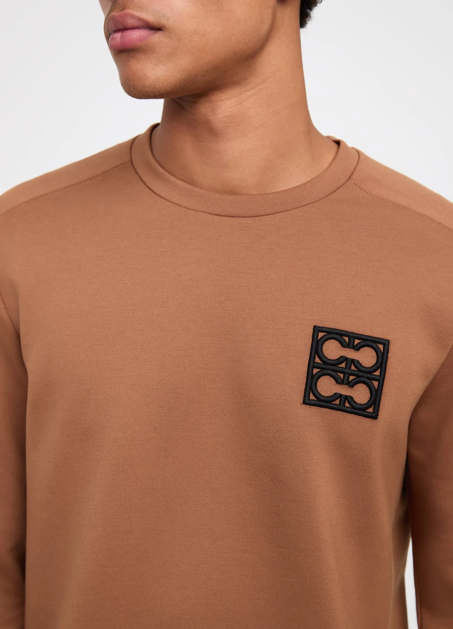 Neoprene Crew Neck Sweatshirt Caramel