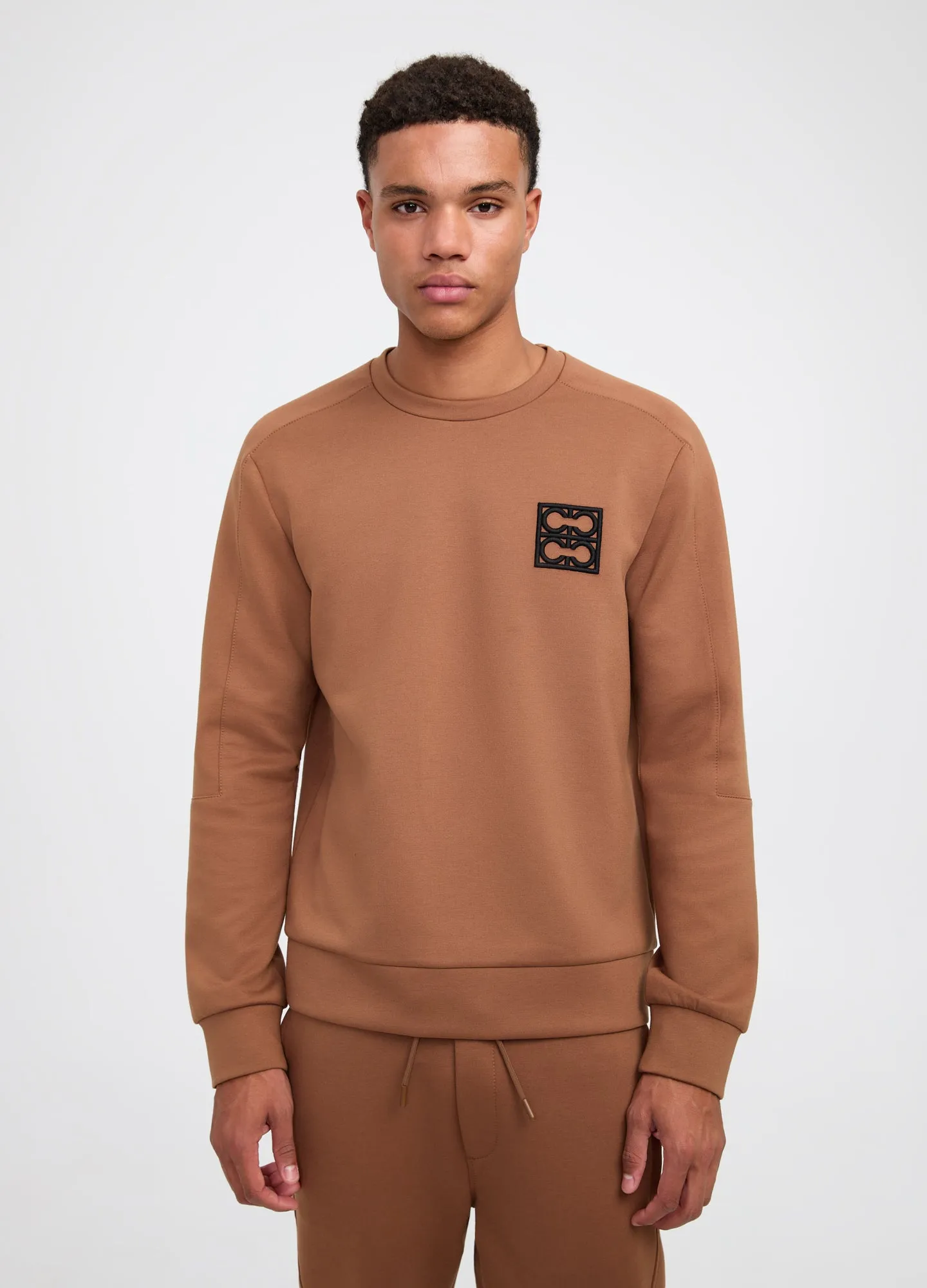 Neoprene Crew Neck Sweatshirt Caramel
