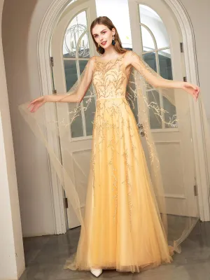 Numbersea A-line Beaded Luxurious Fashion Formal Evening Dresses Sleeveless Floor Length Prom Dresses