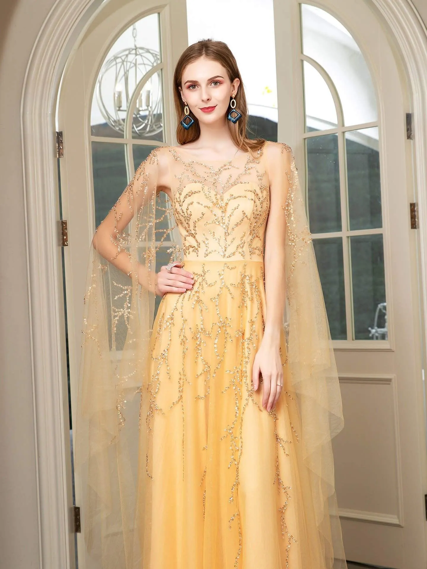 Numbersea A-line Beaded Luxurious Fashion Formal Evening Dresses Sleeveless Floor Length Prom Dresses
