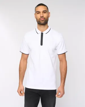 Oakden Zip Front Polo White