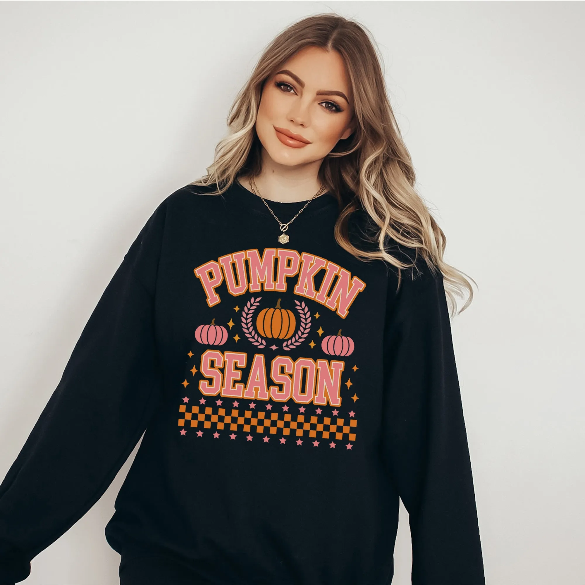 Orange and Pink Pumpkin Season Sweatshirt - Fall Sweatshirt - Sizes S to 5XL