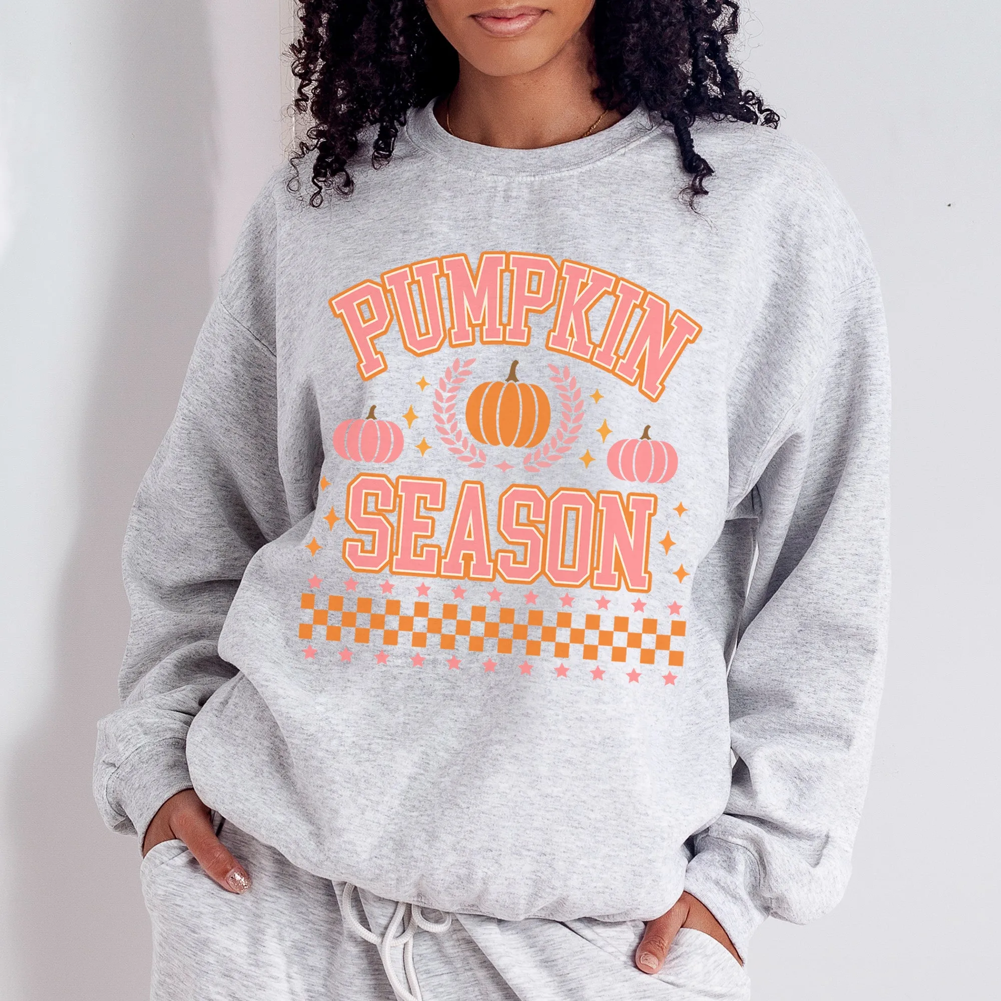 Orange and Pink Pumpkin Season Sweatshirt - Fall Sweatshirt - Sizes S to 5XL