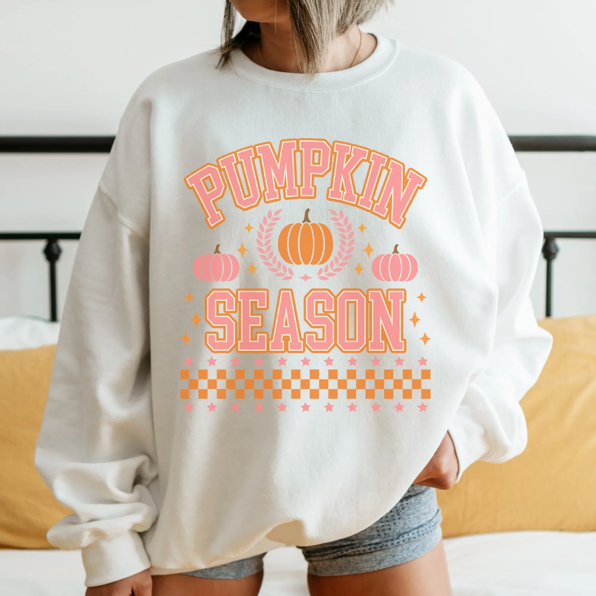 Orange and Pink Pumpkin Season Sweatshirt - Fall Sweatshirt - Sizes S to 5XL