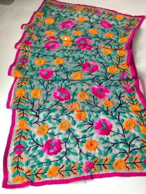 Orange x Teal Mini Georgette Neck Scarf / Wrap