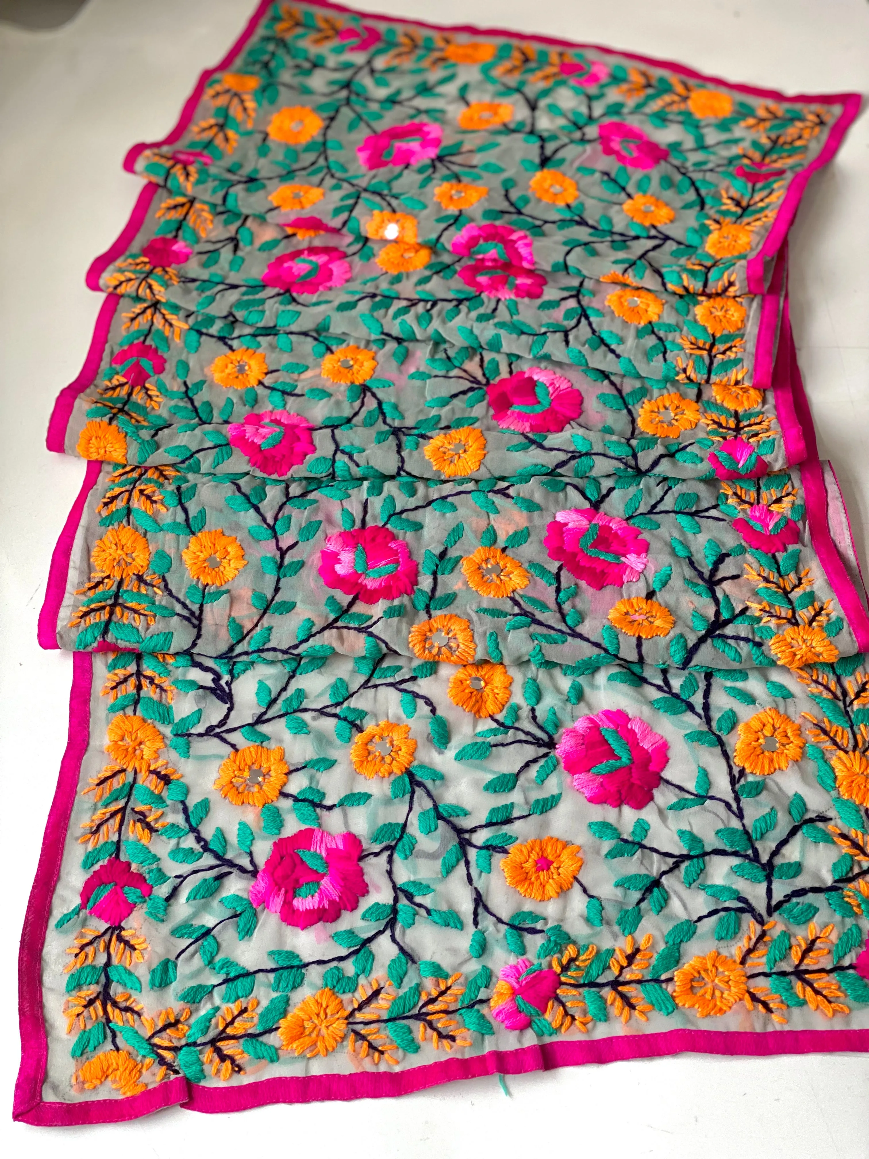 Orange x Teal Mini Georgette Neck Scarf / Wrap
