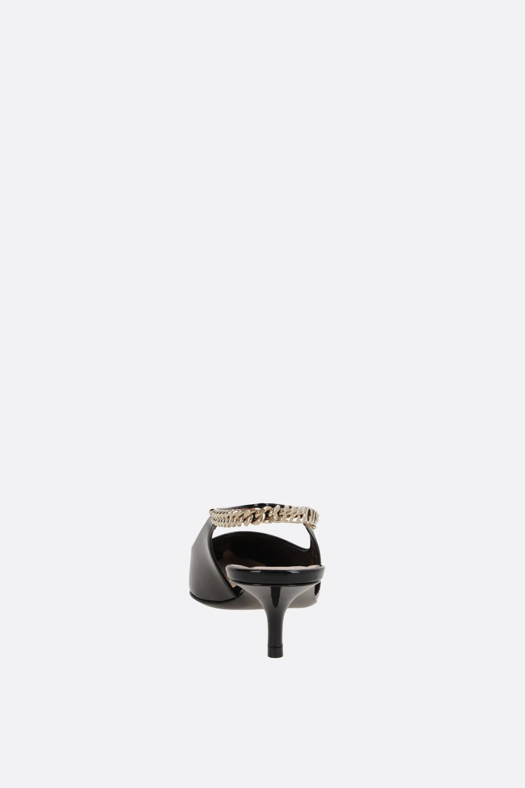 Patent Chain-Detail Leather Slingbacks