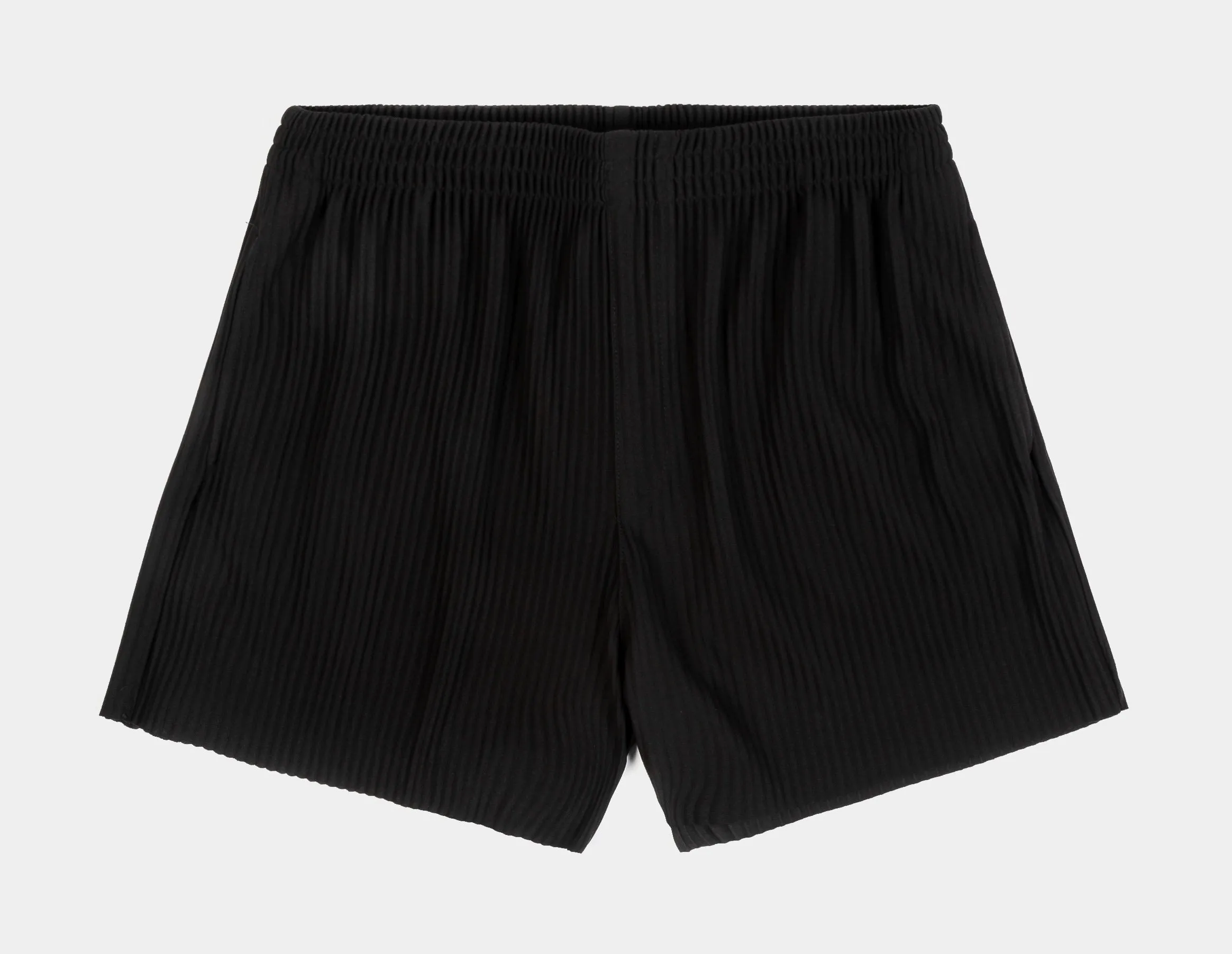 Pleated Fleece Womens Shorts (Black)