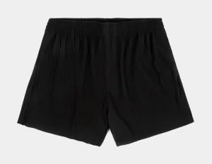 Pleated Fleece Womens Shorts (Black)