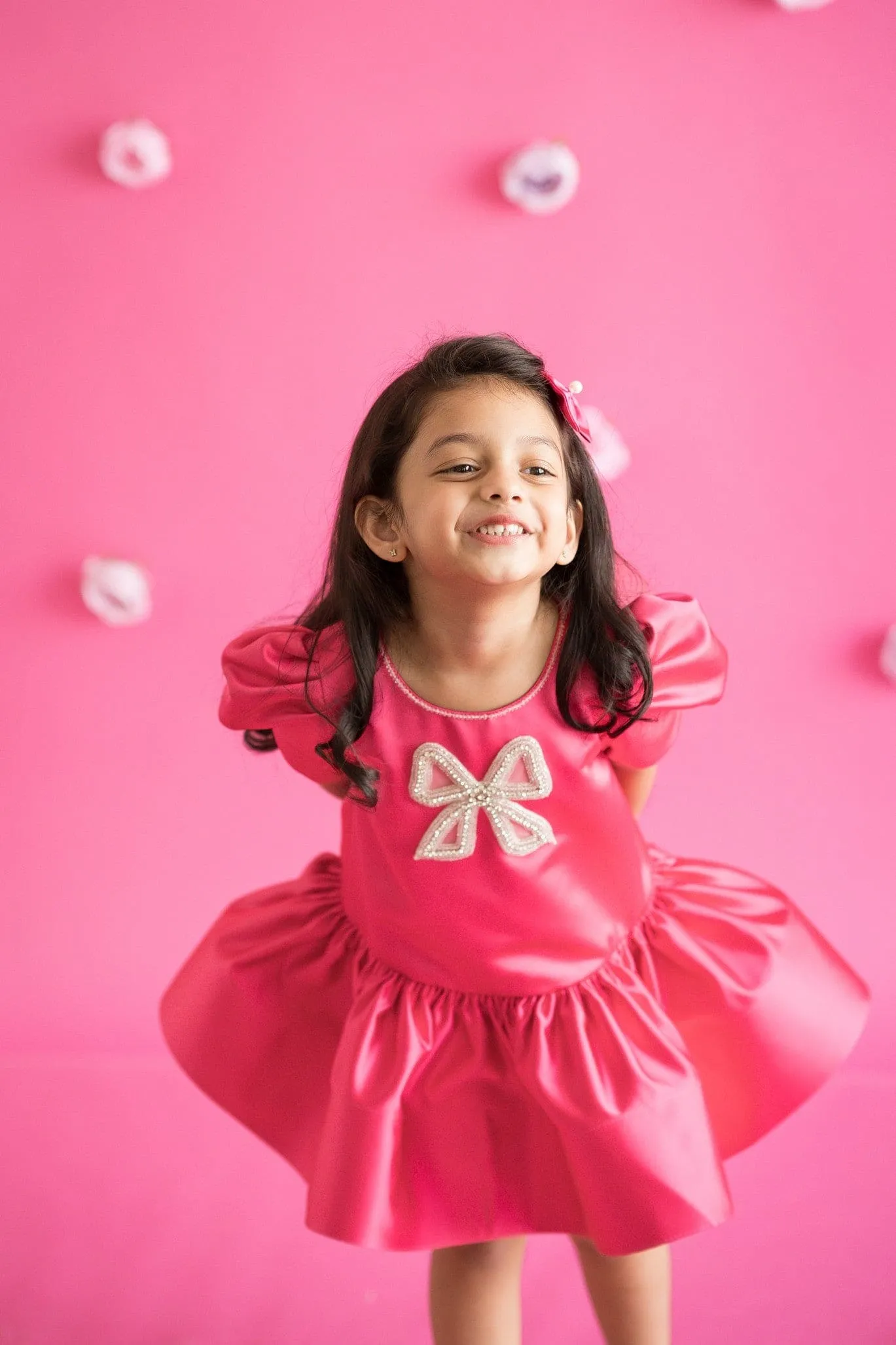 Pre-Order: Luxurious Bridal Satin Dress-Bright Pink