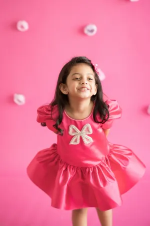Pre-Order: Luxurious Bridal Satin Dress-Bright Pink
