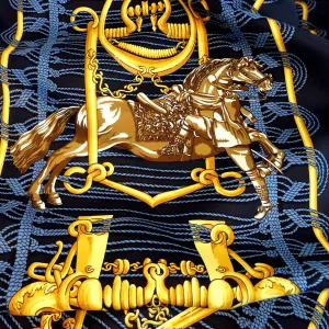 Reversible Hermes Silk Shawl Inspired by Mors et Gourmettes Rare