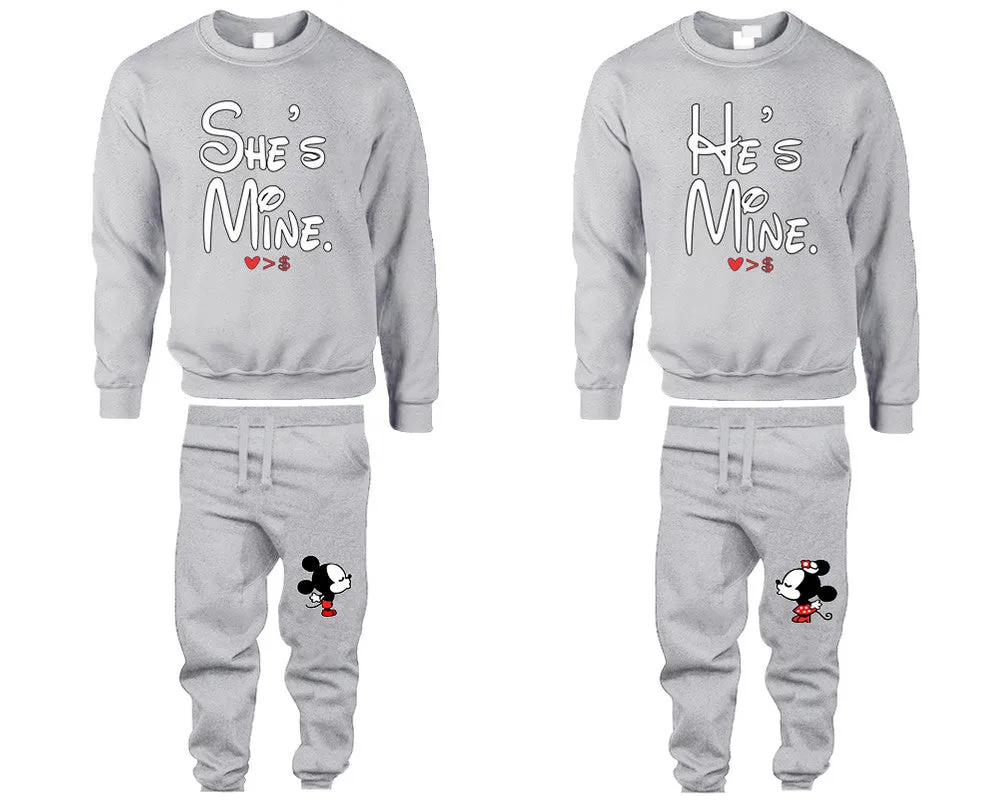 She's Mine & He's Mine Couple Matching Crewneck Sweaters and Jogger Pants – Stylish Unisex Top & Bottom Set | Mix & Match 4 Items Sold Separately