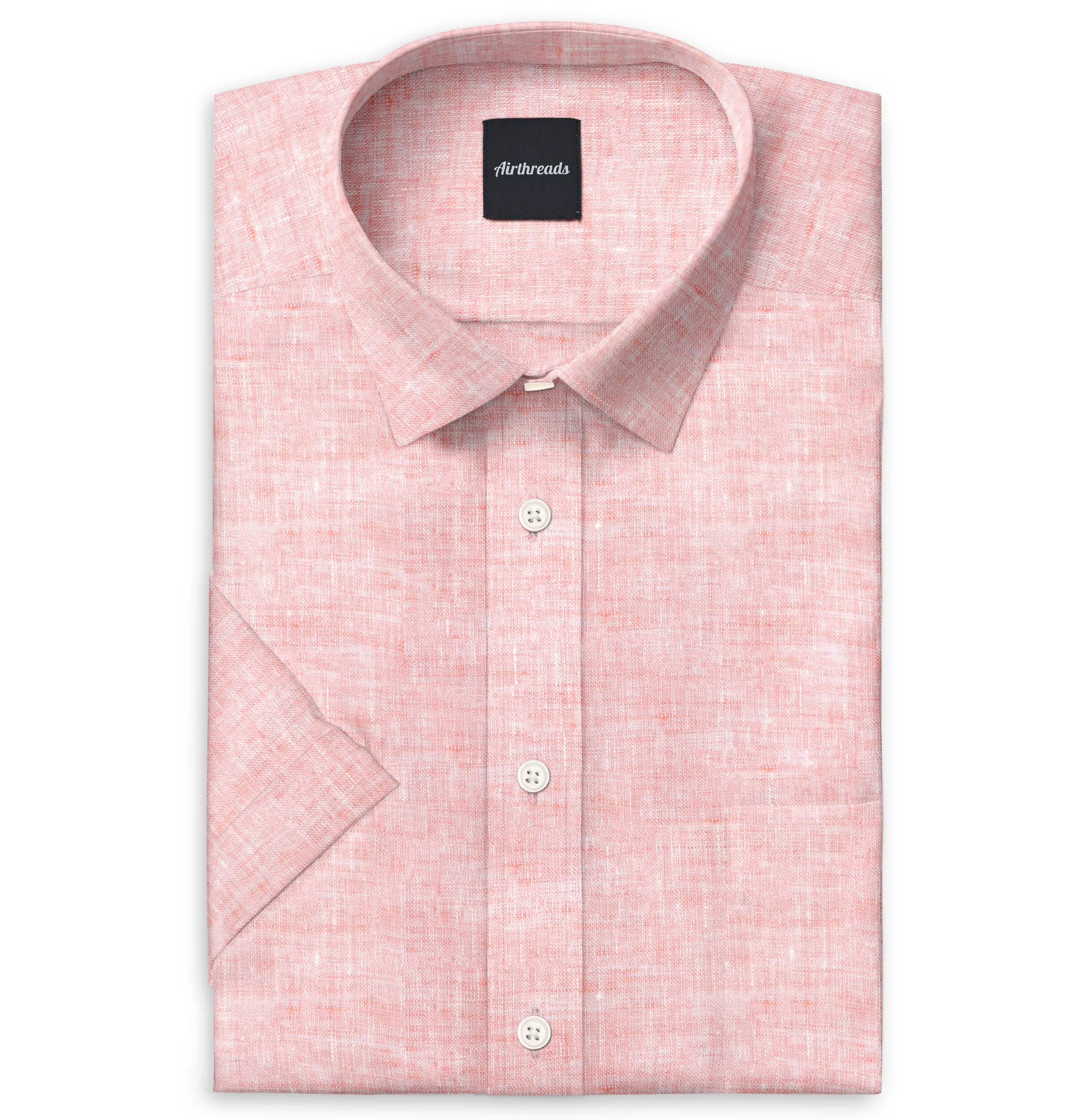 Short Sleeve Linen Shirt in Peach