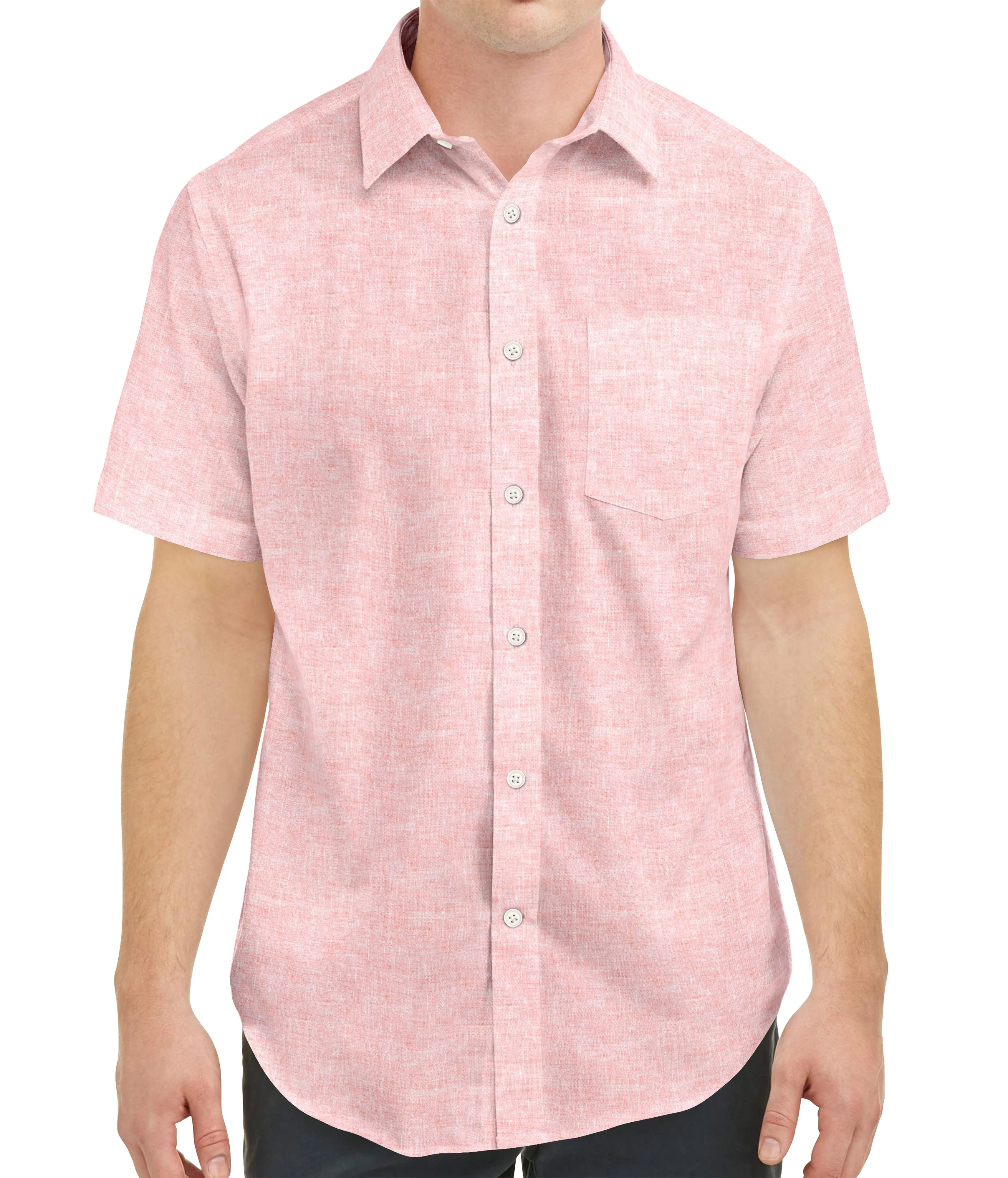 Short Sleeve Linen Shirt in Peach