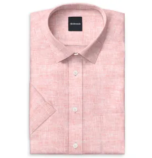 Short Sleeve Linen Shirt in Peach