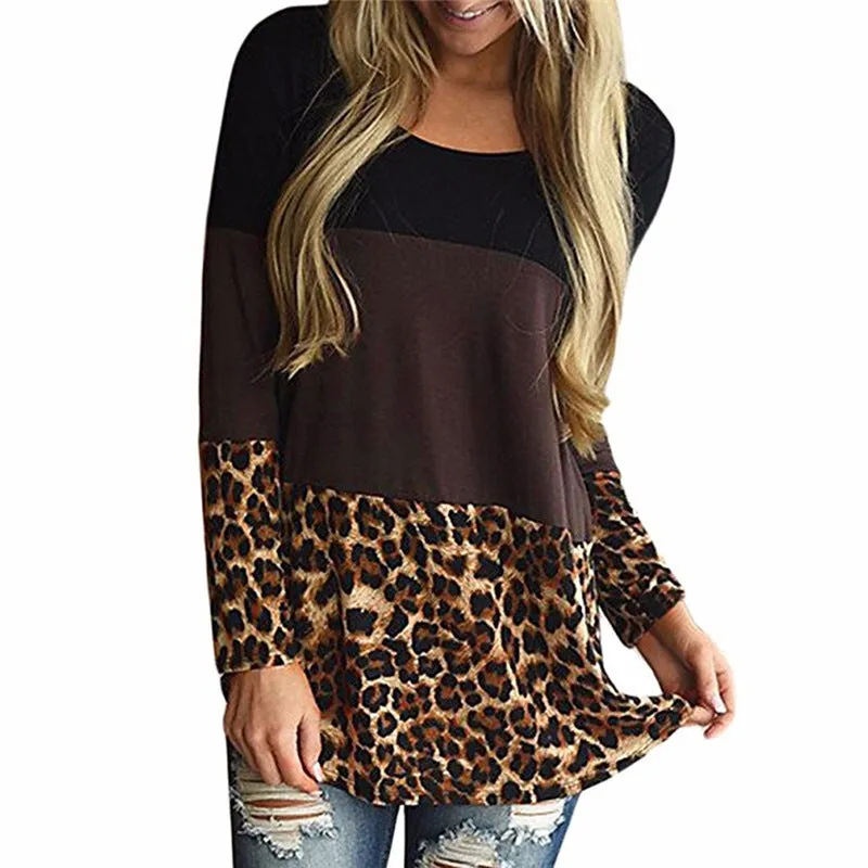 Striped Patchwork Long Sleeves Round Neck T-shirt