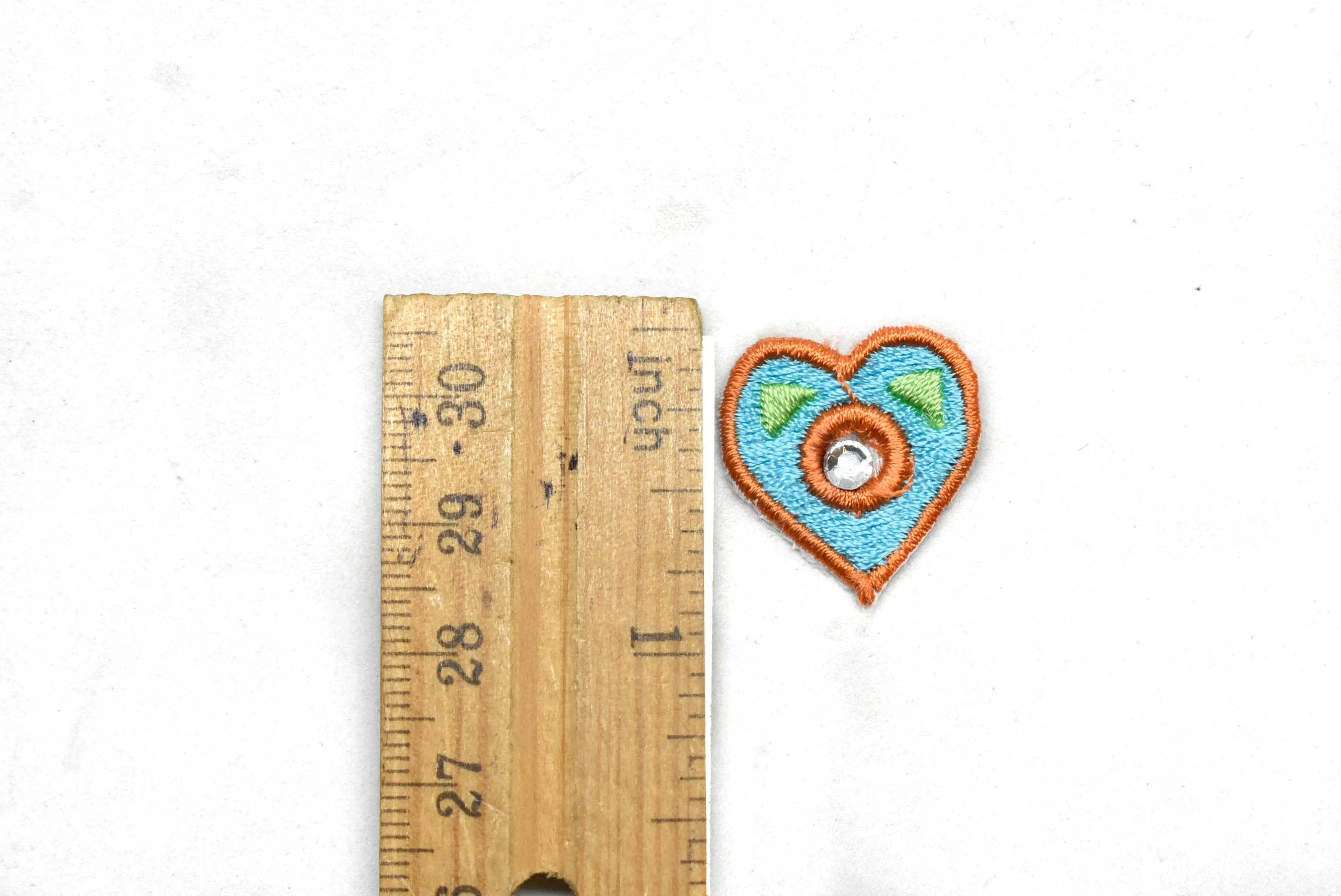 Two-Tone Tiny Heart w/Rhinestone Patches 1" x 0.75" - 1 Piece