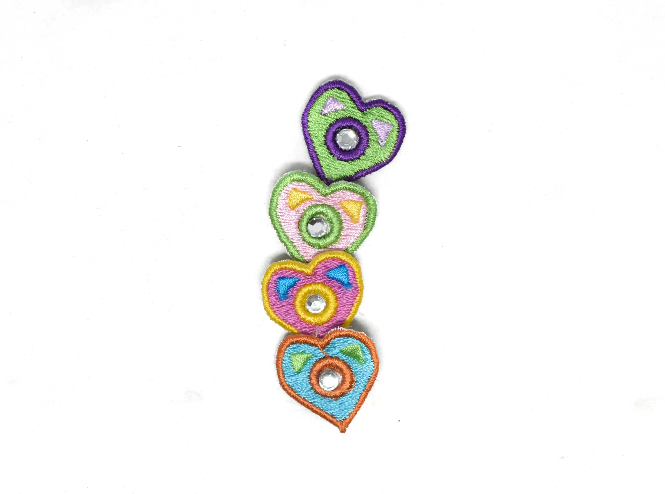 Two-Tone Tiny Heart w/Rhinestone Patches 1" x 0.75" - 1 Piece